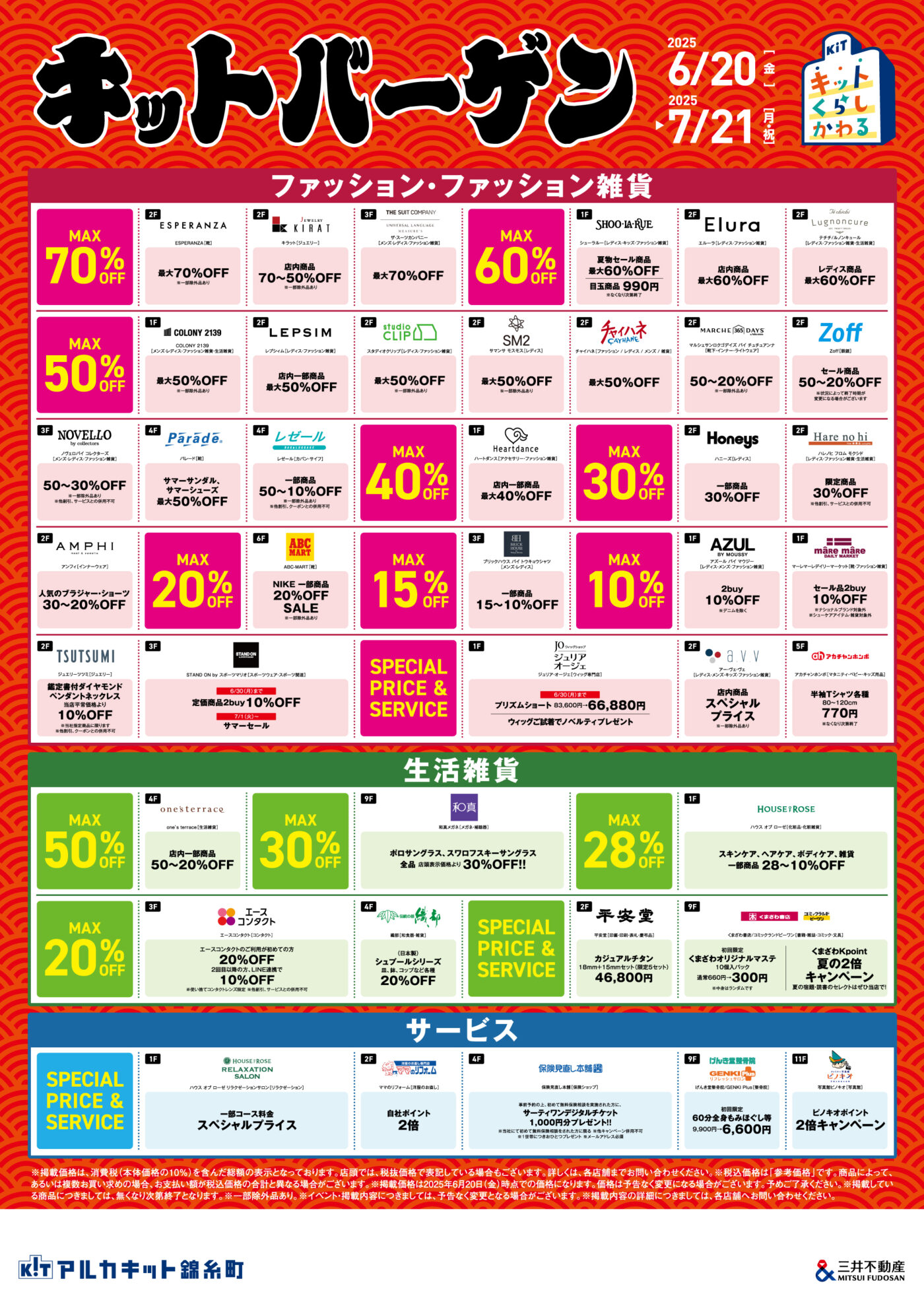 「アルカキット錦糸町」キットバーゲン！2025年6月20日（金）～ 2025年7月21日（月・祝）までのメイン画像