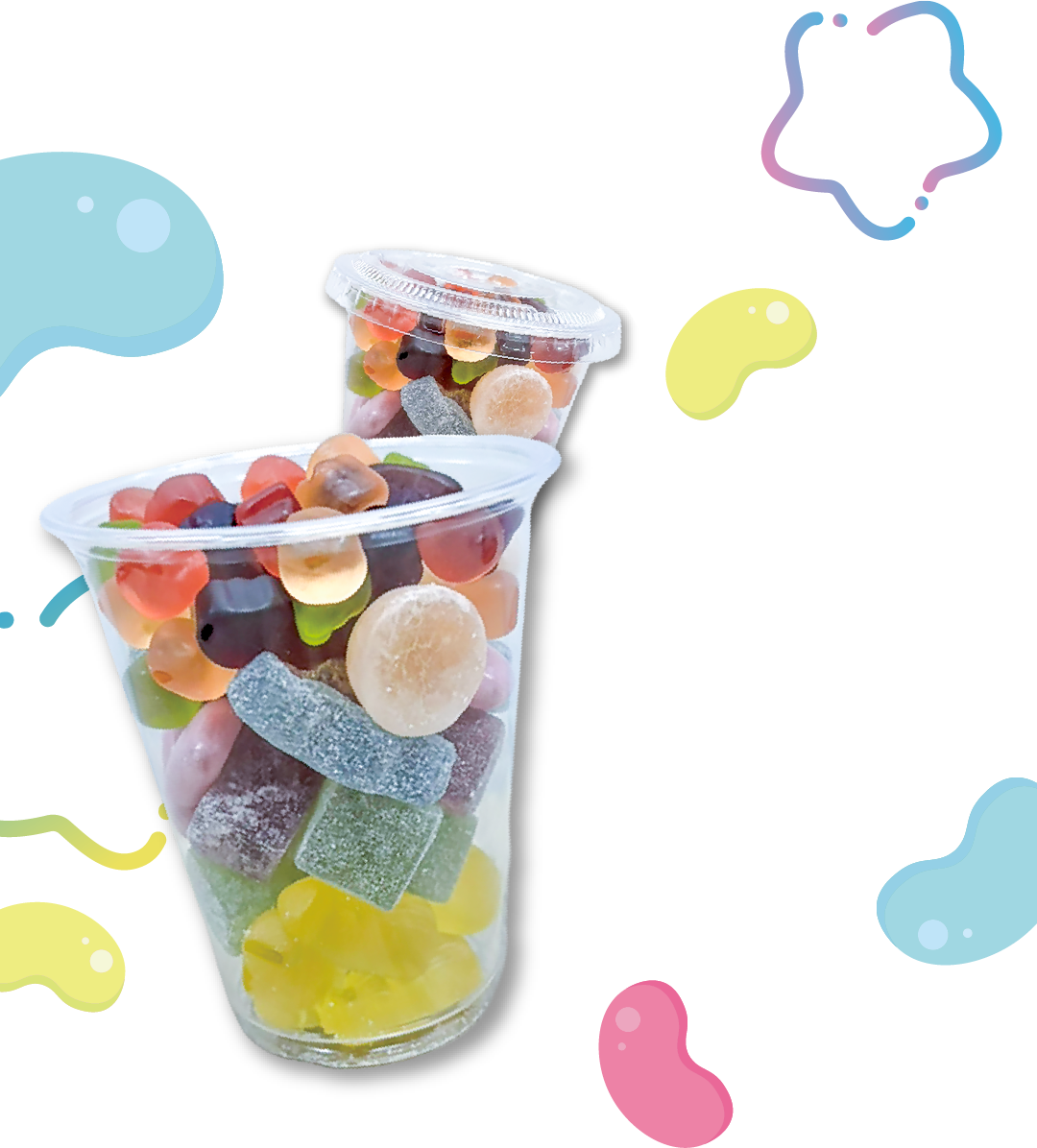 人気のグミをカップに詰め放題！