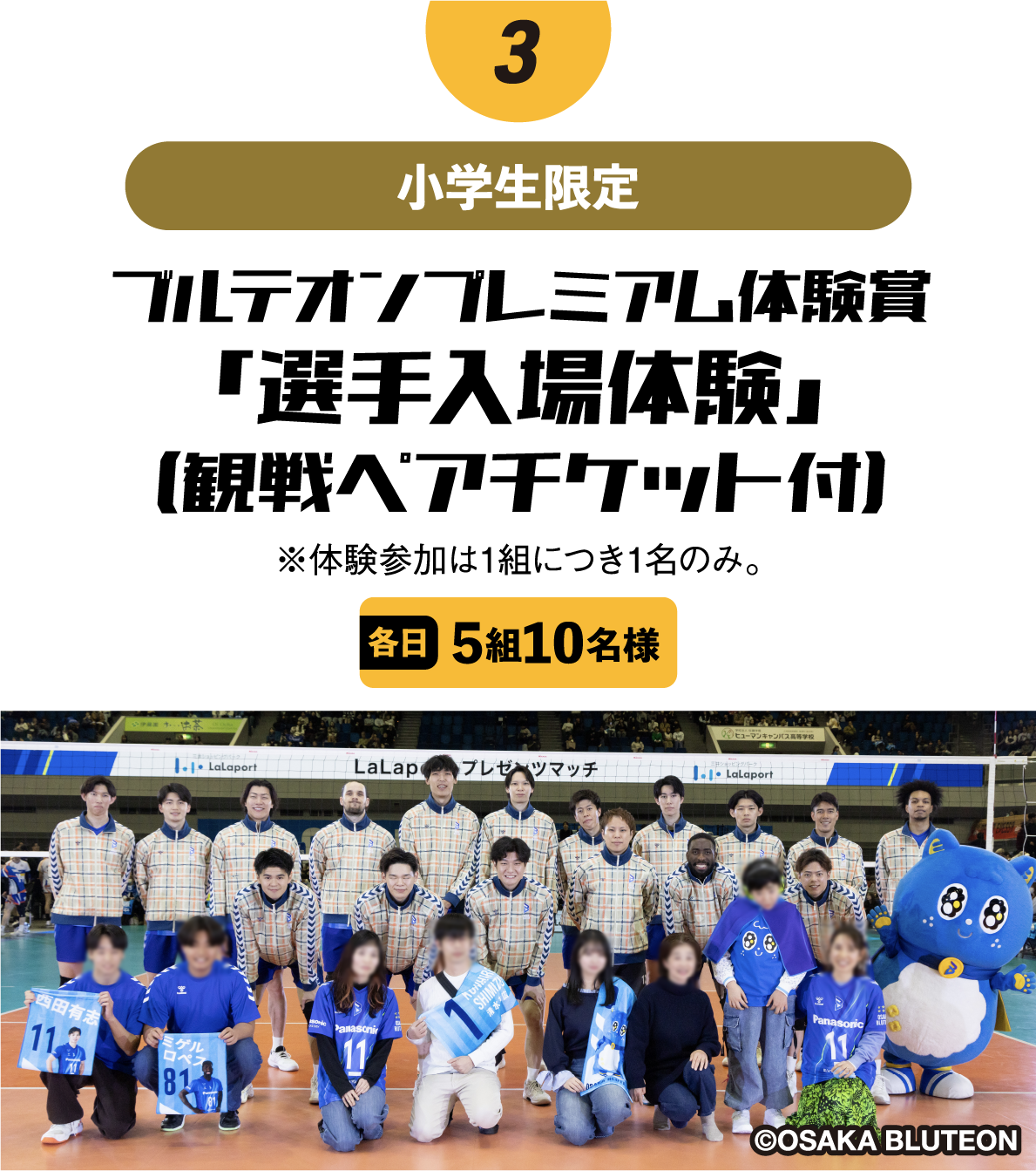 ブルテオンプレミアム体験賞「選手入場体験」(観戦ペアチケット付)