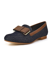 【&mallクーポン併用可】 デニムリボンローファー WASHINGTON 398-834F