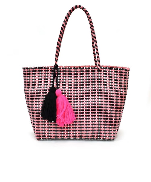 ピンク メッシュ編み トートバッグ ロゴ付き メッシュ編みマルシェトートバッグ COOCO 999-2613112003｜ギンザ