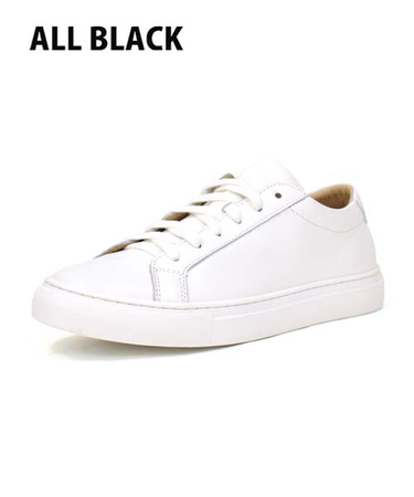 【&mallクーポン併用可】レザースニーカー ALL BLACK 345-TRAINER