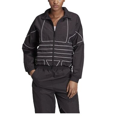 GD2416　W LRG LOGO TRACKTOP(ウーブン)　BLK/WHT　609730-0001