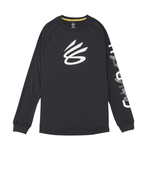1381786　M CURRY TECH LOGO LS T-SHIRTS　001BLK/WHT　668906-0001