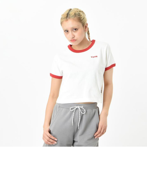 124R3011200　W VANS Logo Ringer TEE　RED　673596-0003
