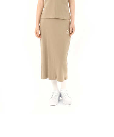 629017　W CLASSICS RIBBED MIDI SKIRT　67OAK BRANCH　683998-0002