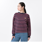 124K3021200　W border long sleeve T-shirt　PINK　682614-0001