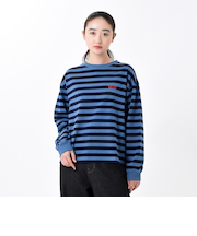 124K3021200　W border long sleeve T-shirt　BLUE　682614-0002
