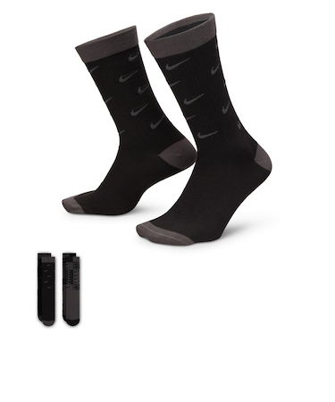 HM5873　U 2P-200 SWSH SOCKS　901BLK/DGRY　690335-0001