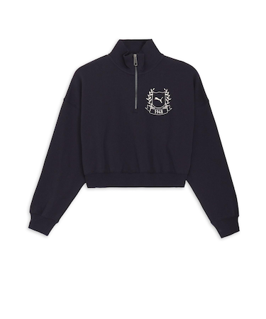 633592　W WORDROBE ESS+ HALF ZIP SWEAT　16NEW NAVY　695318-0001