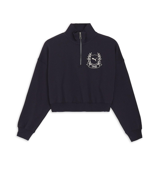 633592　W WORDROBE ESS+ HALF ZIP SWEAT　16NEW NAVY　695318-0001