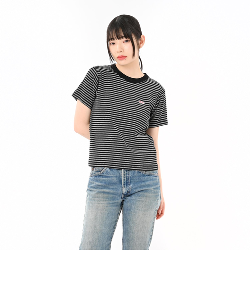 125R3010800　W Multi border Tee　BLACK　695073-0001