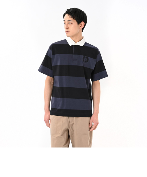 125R1110900　M S/S Rugby Shirt　GRY x BLK　695063-0001
