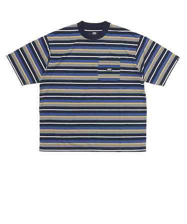 125R1012400　M CAVE Crew Neck Border TEE　NAVY　695056-0001