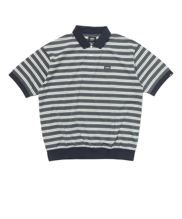 125R1112300　M CAVEJERSEY Border PoloShirt　GRAY　695055-0002