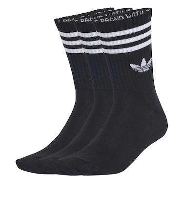 JV7402　U 3ST CREW SOCKS 3P　BLACK/WHITE　698599-0001