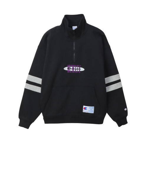 C3-C013　M HALF ZIP SWEATSHIRT　BLACK　701829-0001