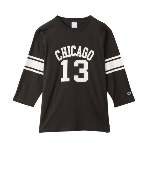 C3-C424　M 3/4 SLEEVE FOOTBALL T-SHIRT　OFF BLACK　701842-0001