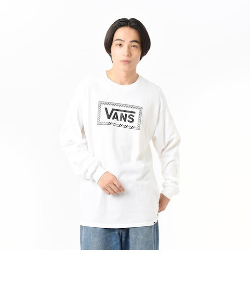 124K1023600　M CHECKER BOX LS TEE　WHT/BLK　685989-0001