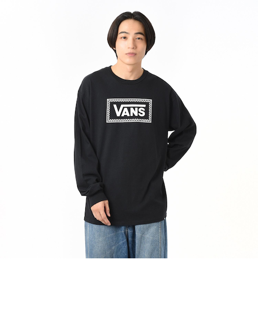 124K1023600　M CHECKER BOX LS TEE　BLK/WHT　685989-0002