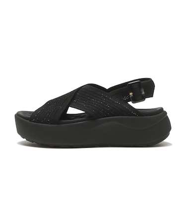 W2068　CL CROSS KNIT SANDAL 5　ALL BLACK　705121-0001