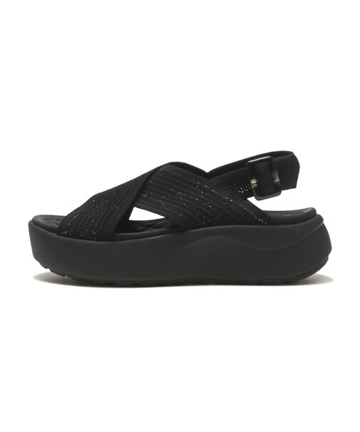 W2068　CL CROSS KNIT SANDAL 5　ALL BLACK　705121-0001