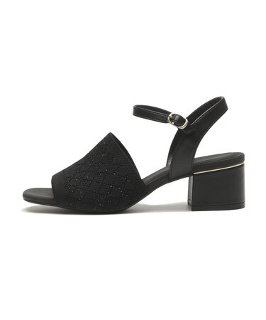 W2071　CL KNIT HEEL SANDAL 5.5　ALL BLACK　705961-0001