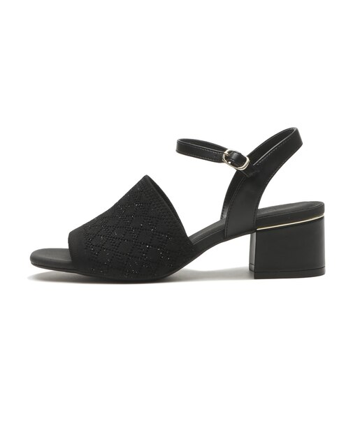 W2071　CL KNIT HEEL SANDAL 5.5　ALL BLACK　705961-0001