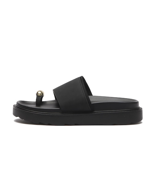 W2079　RING FLAT SANDAL　BLACK　708627-0001