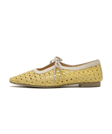JE-1066　RAFFIA FLAT PUMPS　YELLOW　716142-0002