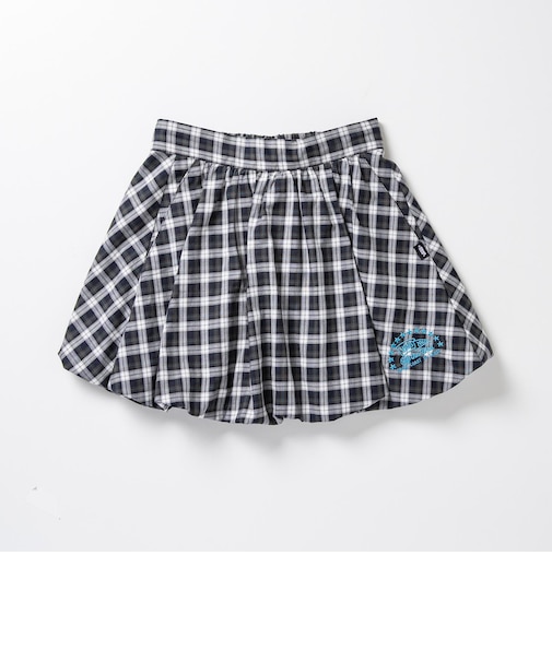 126K3151001 W CHECK BALLOON SKIRT NAVY 715456-0001