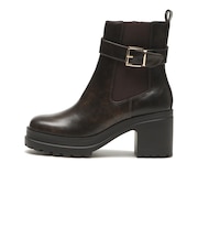 W3072　BELT SIDE GORE SHORT BOOTS8　DK BROWN　713963-0002
