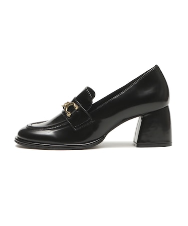 JE-6061　CHUNKY HEEL LOAFERS 6　BLACK　718952-0001