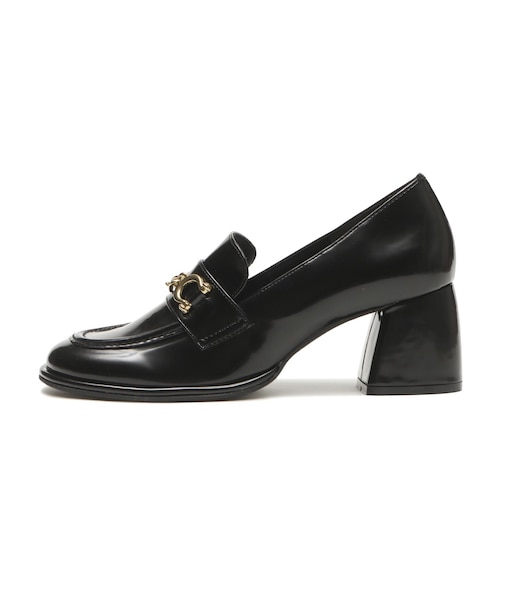 JE-6061　CHUNKY HEEL LOAFERS 6　BLACK　718952-0001