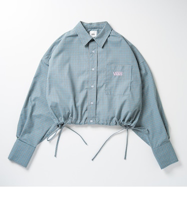 126K3071101　W DRAWSTRING CHECK SHIRT　SAX　717835-0003