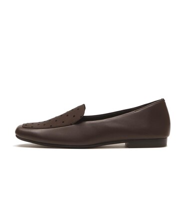JE-2221　SQUARE FLAT LOAFERS　BROWN DOT　719992-0002