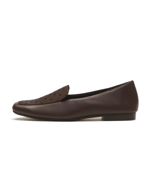 JE-2221　SQUARE FLAT LOAFERS　BROWN DOT　719992-0002