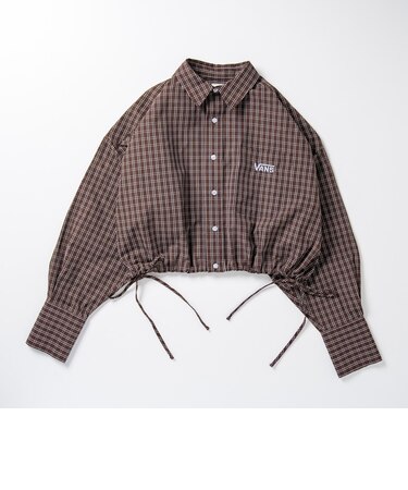 126K3071101　W DRAWSTRING CHECK SHIRT　BROWN　717835-0002