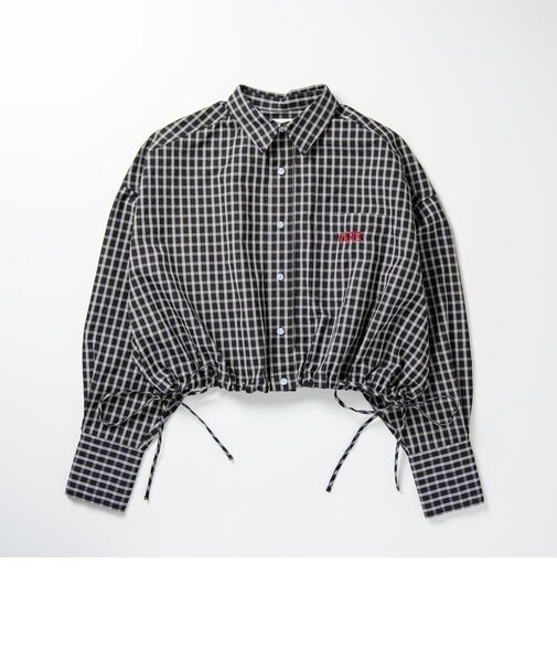 126K3071101 W DRAWSTRING CHECK SHIRT BLACK 717835-0001
