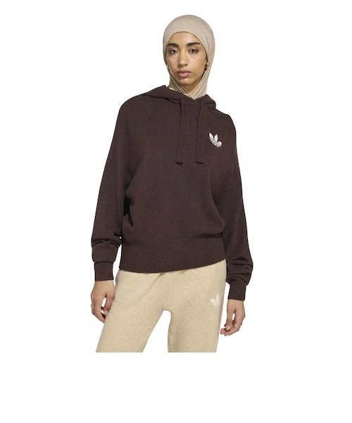  AURORACOFFEE ダークブラウン パーカー IA4448 W ESS KNIT HOODIE AURORACOFFEE 716033-0001｜エービーシー