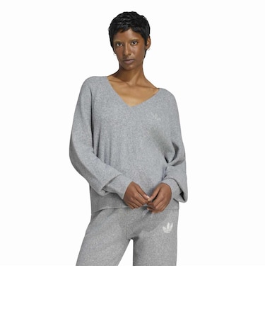 IA4446 W ESS KNIT SWEATSHIRT MGREYHEATHER 716032-0001