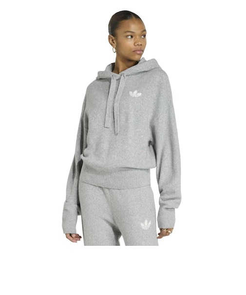 IA4450　W ESS KNIT HOODIE　MGREYHEATHER　716034-0001