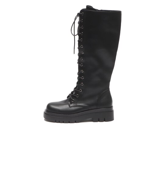 W3088　TRACK SOLE LACE UP LONG BOOTS5　BLACK　715019-0001