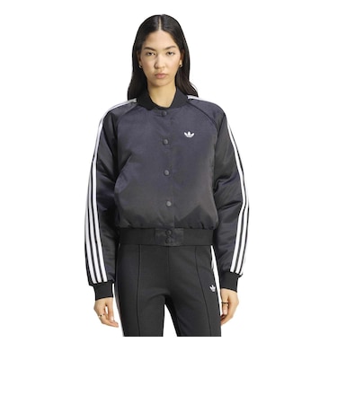 KT2648　W SATIN SST BOMBER JACKET　BLK/WHT/GRY3　715762-0001