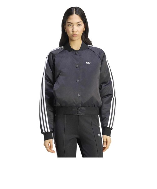 KT2648　W SATIN SST BOMBER JACKET　BLK/WHT/GRY3　715762-0001