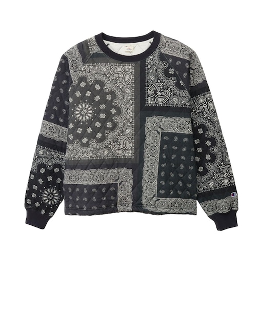 C3-E605 M QUILT PADDED CREWNECK JKT ブラック 720251-0001