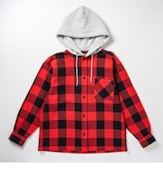 126K1071901 M Check Hooded Shirts RED 717849-0003