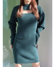 アンサンブルニットミニワンピース