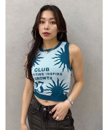 ジャガードグラフィックニットトップス