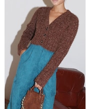 フェザーラメニットショートカーディガン